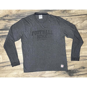 Vintage Nike Faded Football Graphic Long Sleeve T-Shirt L Tee Gray Silver Tag .